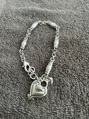 Sterling Silver Heart Charm Bracelet - Silver